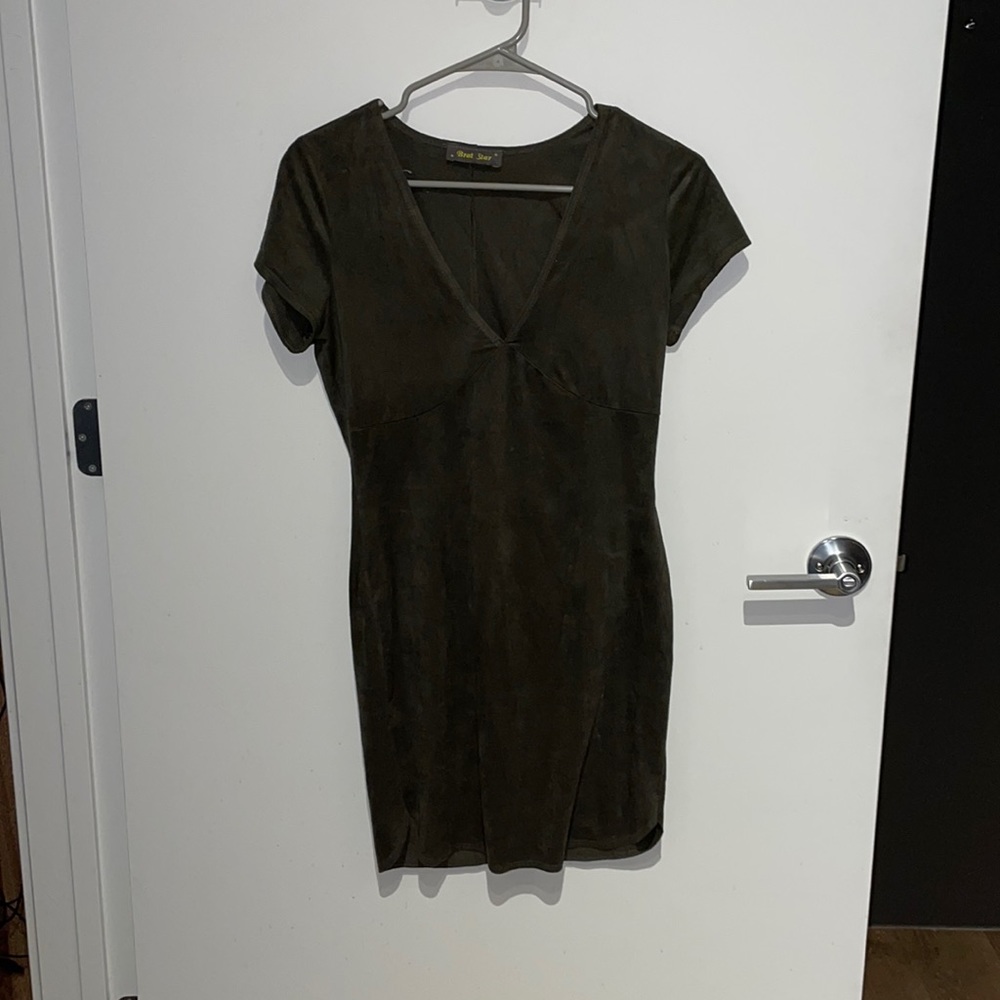 Brat Star Green Velvet Body Con Dress